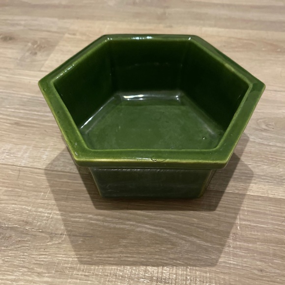 Vintage 1983 Haeger Pottery Hexagon Bowl Planter 4003 In in DEEP GREEN - Picture 3 of 12